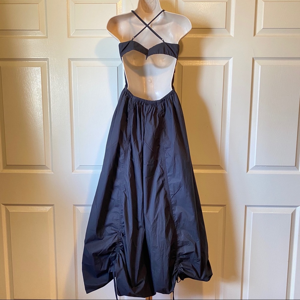 Susana Monaco Navy Blue Maxi Dress with Bubble Hem - Picture 4 of 8